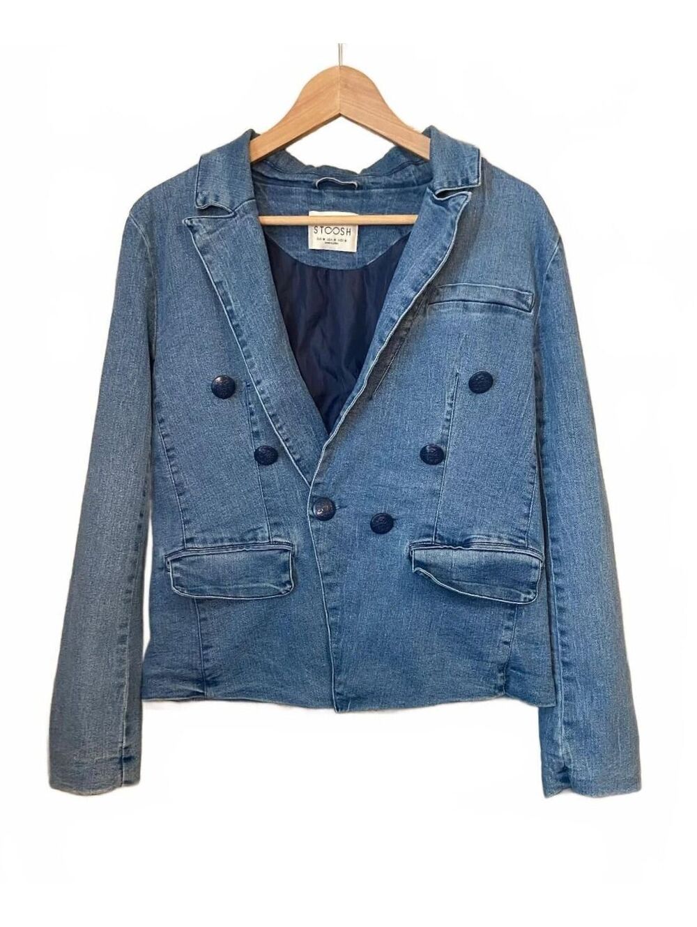 Classic Denim Blazer Jacket by STOOSH, Size Medium